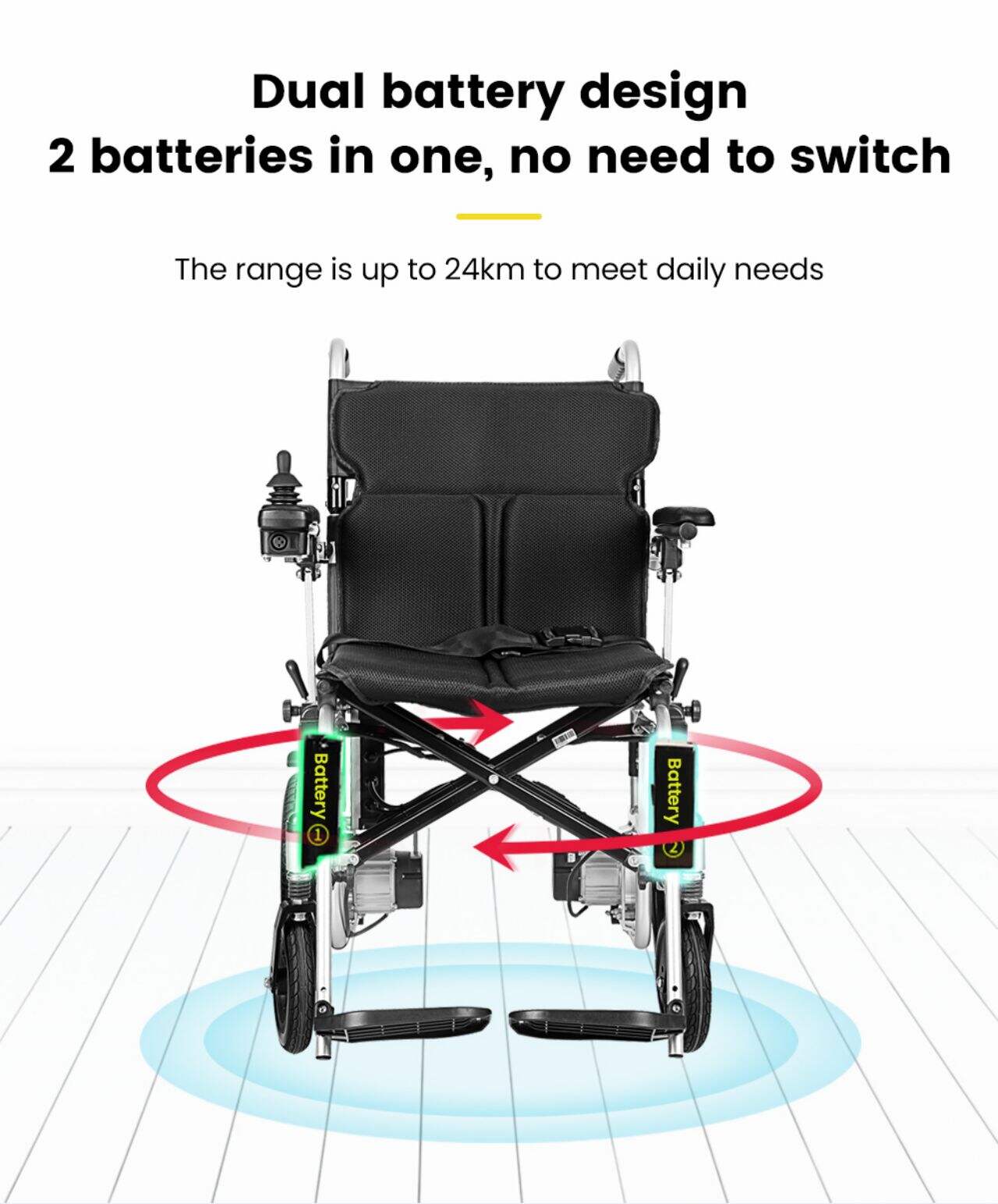 Ksm-509 Disabled Foldable Power Lightweight Only 16.5 Kgs Electric Wheelchair Remote Wheel Chair with Lithium Battery manufacture