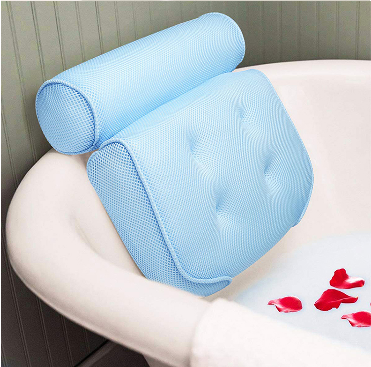 Non-Slip 3D Mesh fabric quick-dry SPA Bath Pillows new design Luxury Bathtub Pillow manufacture