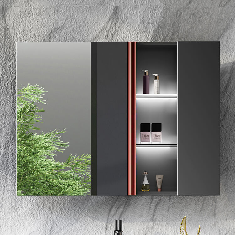 Customized Color Size Plywood Solid Wood Bathroom Mirror Cabinet Vanity Sets details