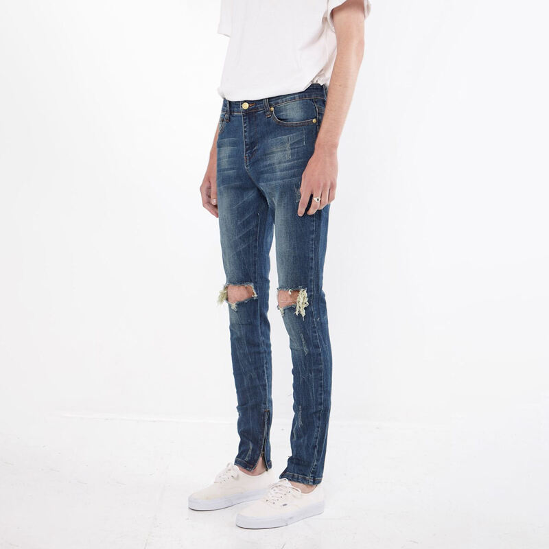 DiZNEW Wholesale Skinny Jeans Ripped Broken Wash Denim men's Pants manufacture