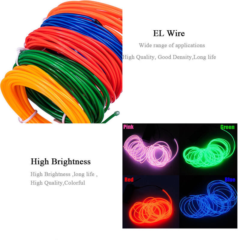 Garland EL Wire 5M Car Interior Lighting Auto Rope Tube Line Flexible Neon Light With Battery Case supplier