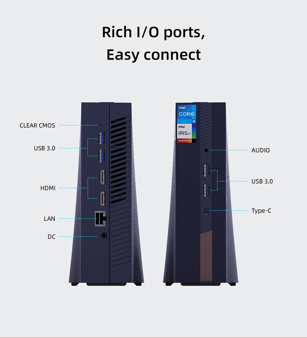 AD15 12th i5-12500H Iris Xe Graphics 12 Core 4.5GHz DDR4 3200MHz WIFI 6 BT 5.0 Extendable Mini PC supplier