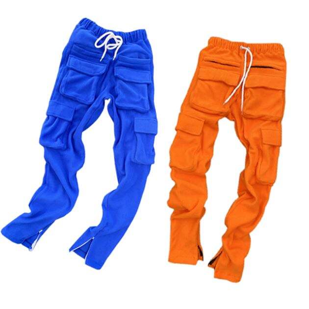 DiZNEW Custom Men Straight Leg Fleece Cargo Pants With Big Pockets supplier