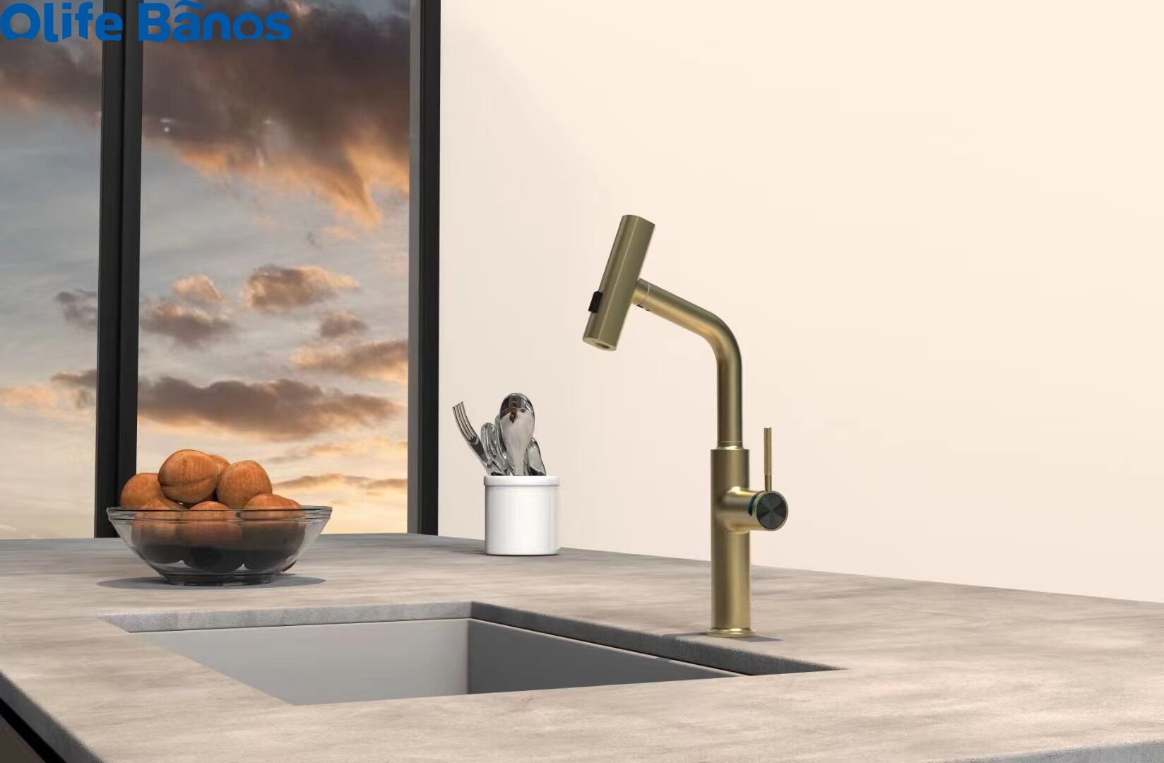 2023 Hot Style Gold LED Digital Display Temp 3 Different Spray Options Waterfall Pull-Out Kitchen Sink Mixer Faucet  Tap manufacture