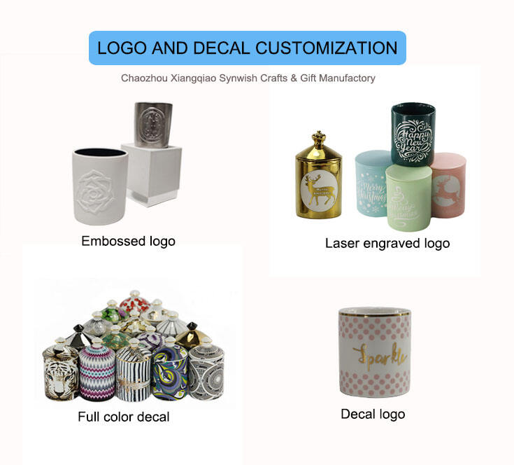 Black And White European Style Souvenir Organic Candles Scented Luxury In Custom Ceramic Holder Jar With Lids factory