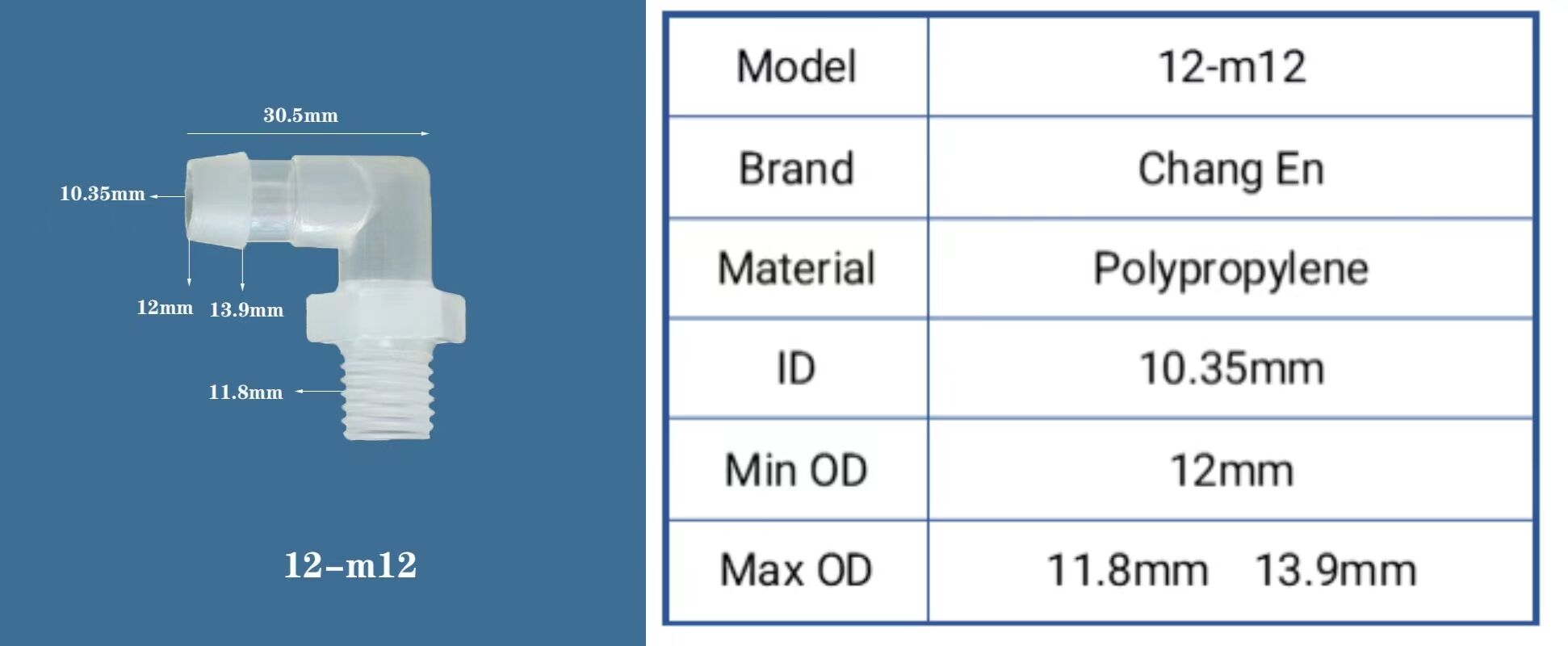 Chang En Food-Grade Right Angle Threaded Plastic Elbow Tube Connector Water Nozzle Gas Application OEM Customizable PP Body manufacture