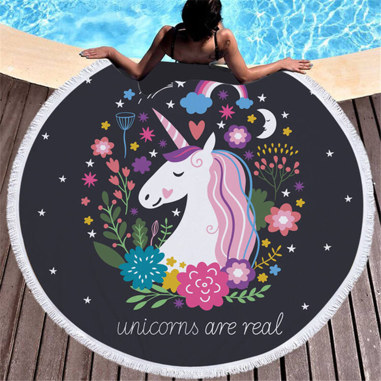 Round 100% polyester custom big size printed high end Quick-Dry Microfiber Shower Beach Towel supplier