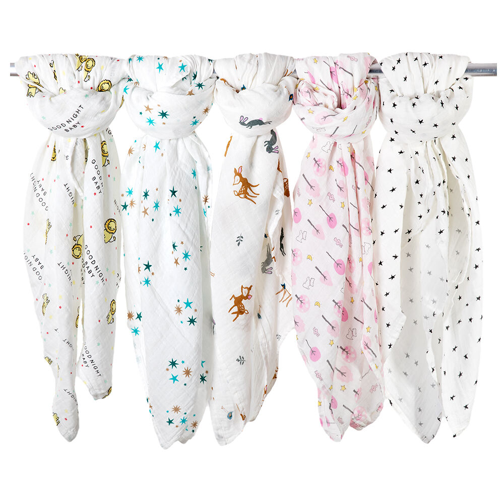 Custom Print Bamboo Cotton Swaddle Blanket Baby Muslin factory