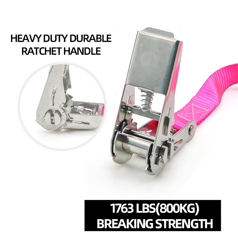 1 inch 800kgs High Robust 304/316 Stainless Steel Ratchet Buckle Cargo Load Securing Ratchet Lashing strap manufacture