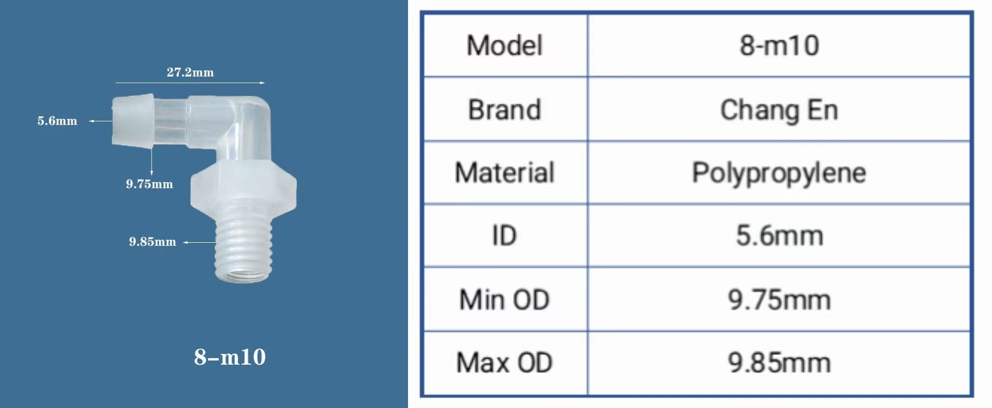 Chang En Food-Grade Right Angle Threaded Plastic Elbow Tube Connector Water Nozzle Gas Application OEM Customizable PP Body details