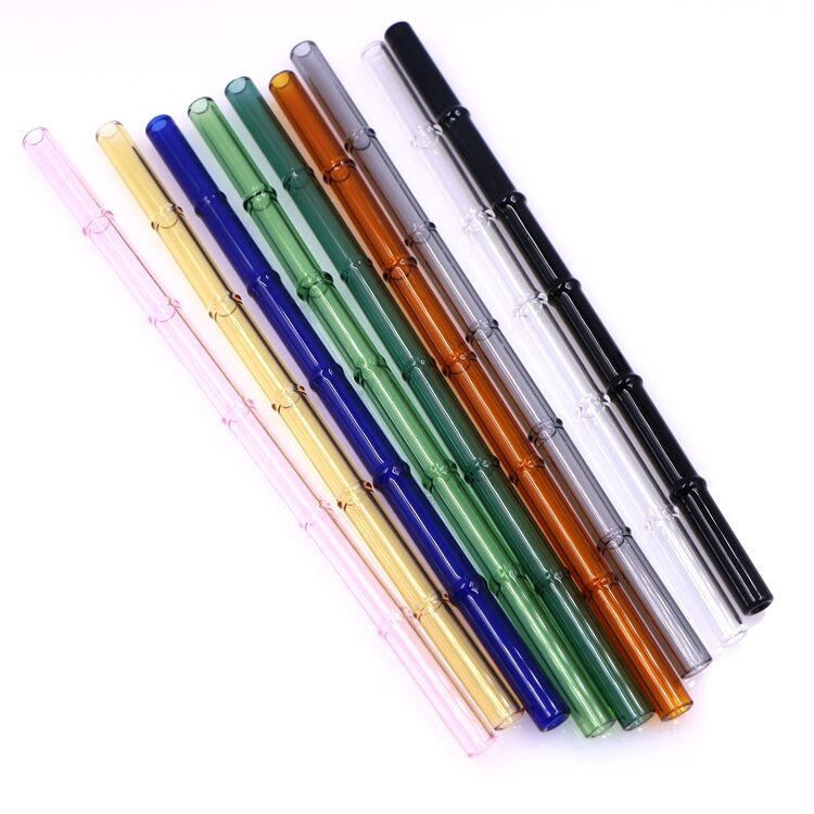 New Arrival Customize Eco Friendly Reusable Borosilicate Clear Bent Glass Drinking Straw With pendants supplier