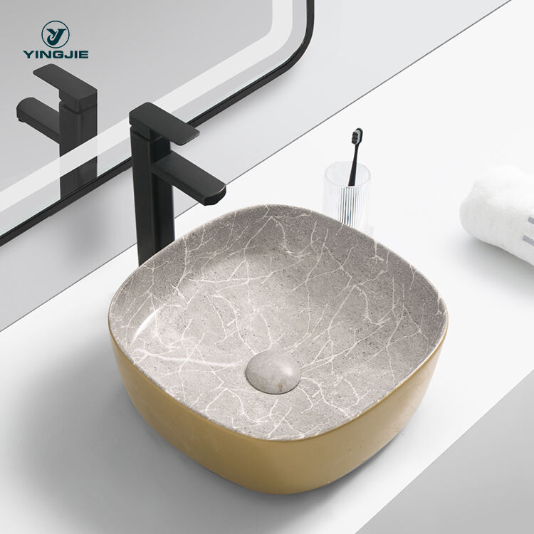 ceramic sanitary wares art marble sink art basin gold wash basin for bathroom details