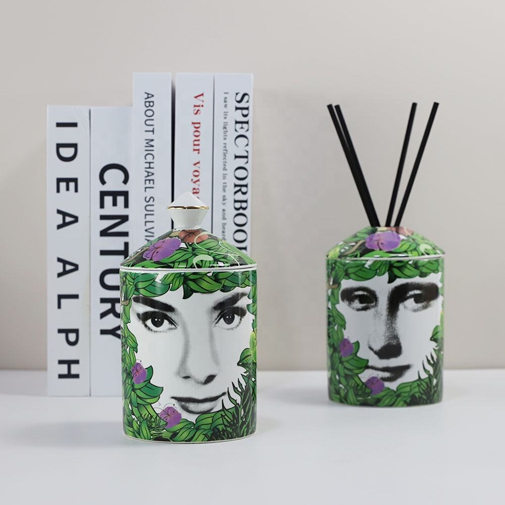 Custom Porcelain Candle Stick Holder Modern Ceramic Fornasetti Jars Velas Vessels Desk Ornaments In Candle Set Box supplier