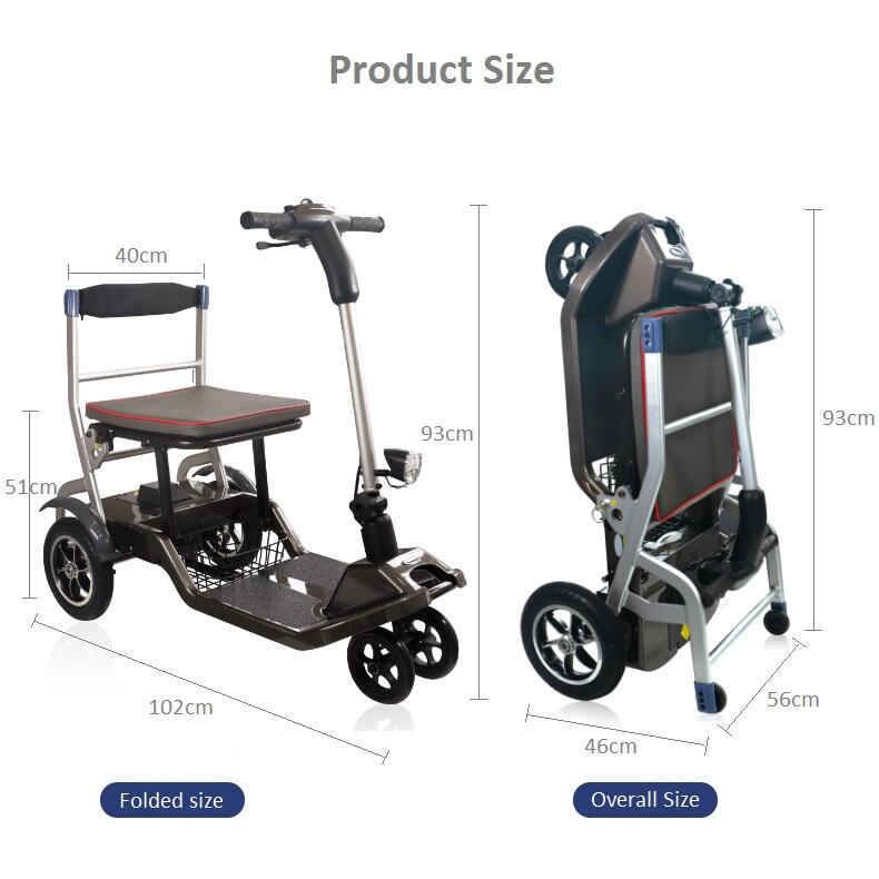 KSM-907 Modern Fashion Electric Folding Scooter, Lightweight Mobility Scooters Wheelchair 4 Wheel Only 19kgs Used Immediately manufacture