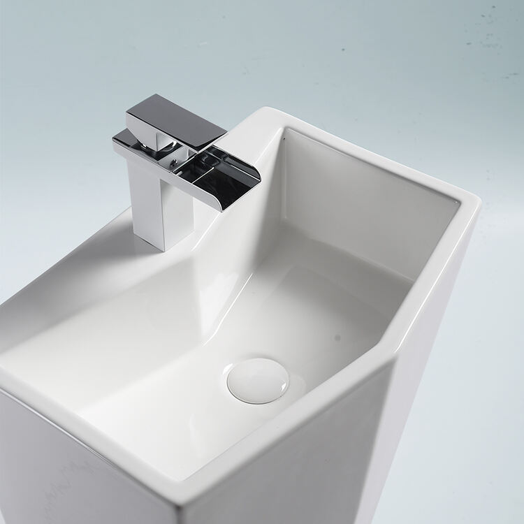 ceramic sanitary wares art basin hand wash pedestal basin for hotel bathroom manufacture