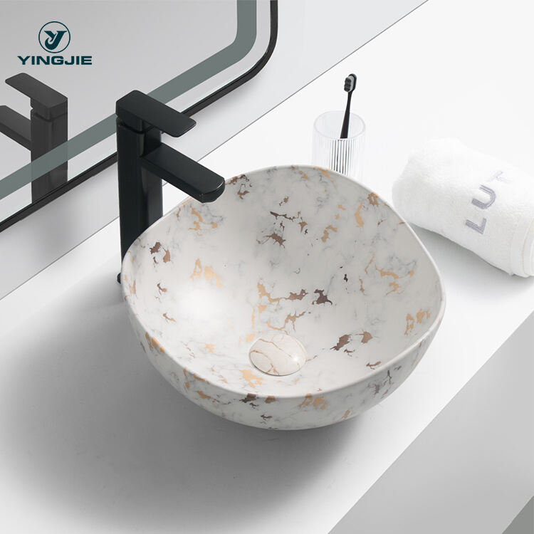 Irregular customized marble countertop basin high quality bathroom marble top basin factory