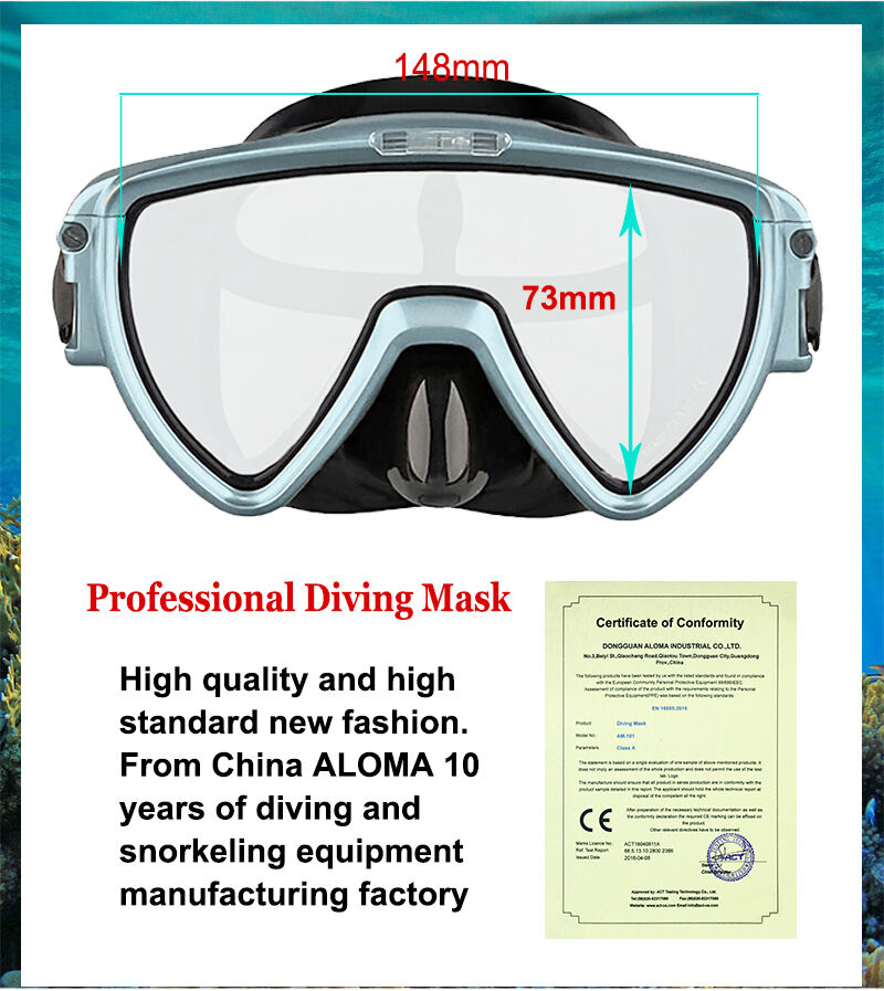 ALOMA Factory High Quality Adults Snorkel Set Anti-Fog Coated diving mask  Purge Valve and Anti-Splash Silicon Mouth Piece factory