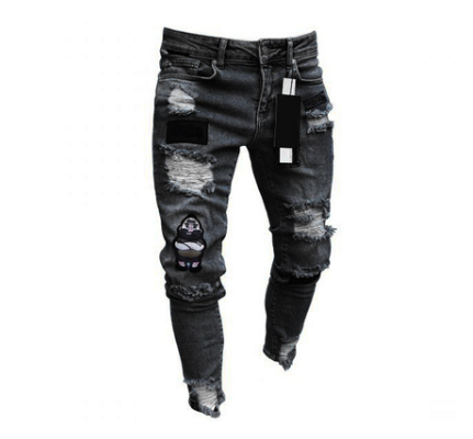 Italy Style Men's Distressed Art Patches Badge Pants factory