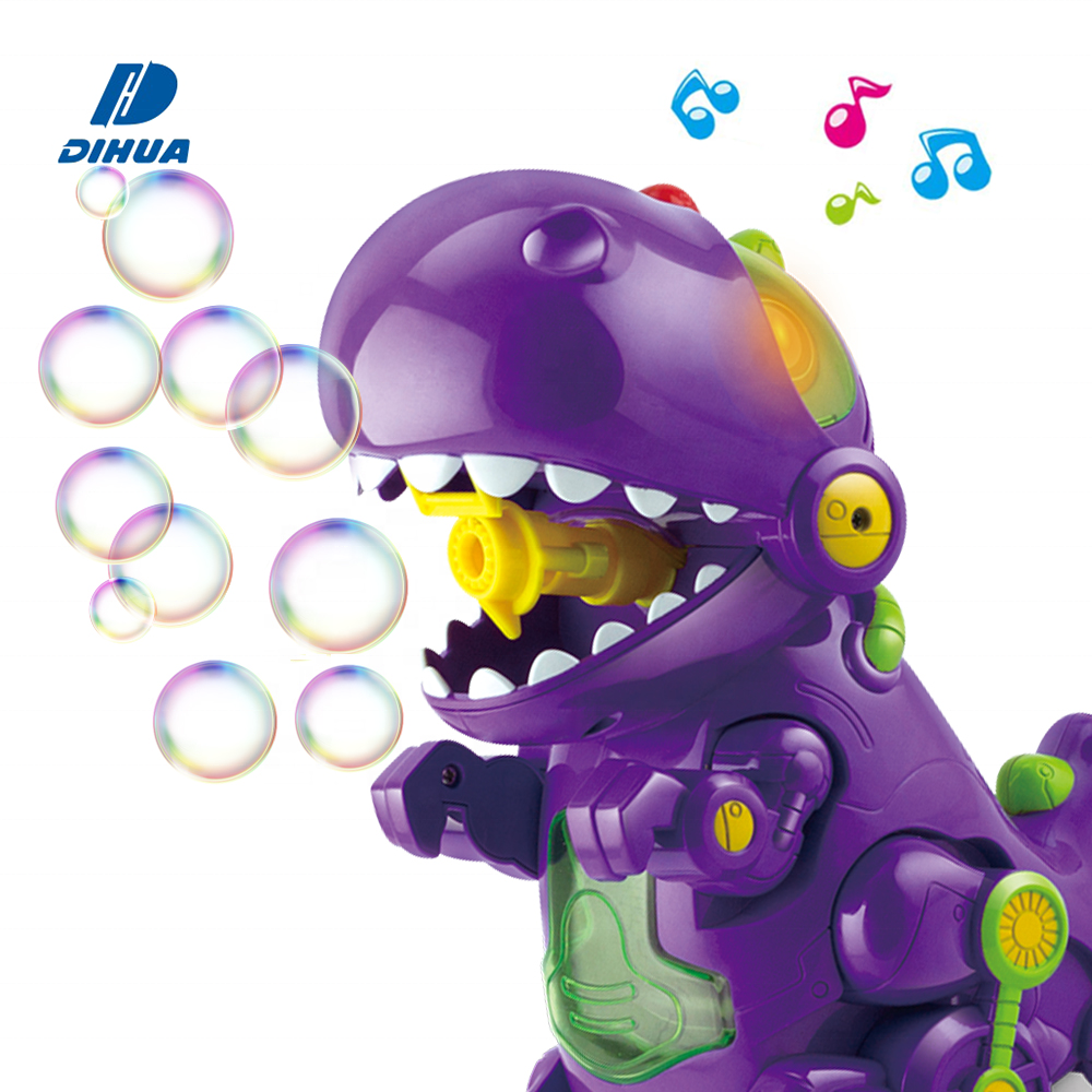 BUBBLE FUN - Bump & Go Dinosaur Bubble Make Toy with Action and Light & Sound for Kids Birthday Family Party Bubble Machine
