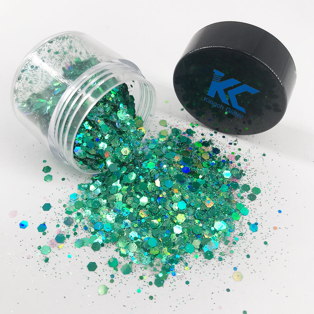 New coming pet glitter hexagon star shaped chunky glitter for tumbler supplier