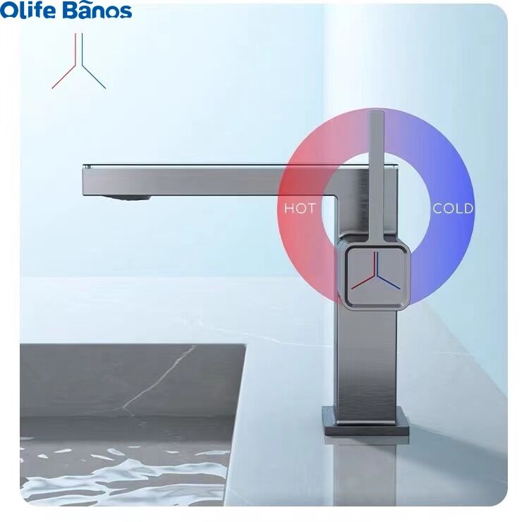 Digital temperature display led white water mixer tap brass deck mounted electric white bathroom basin faucet with side handle details