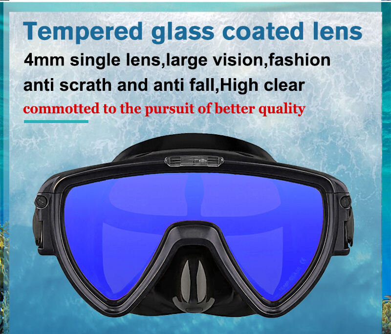 2024 factory new silicone coated 1 lens mask and snorkel snorkel equipment free scuba diving mask dry snorkel set factory