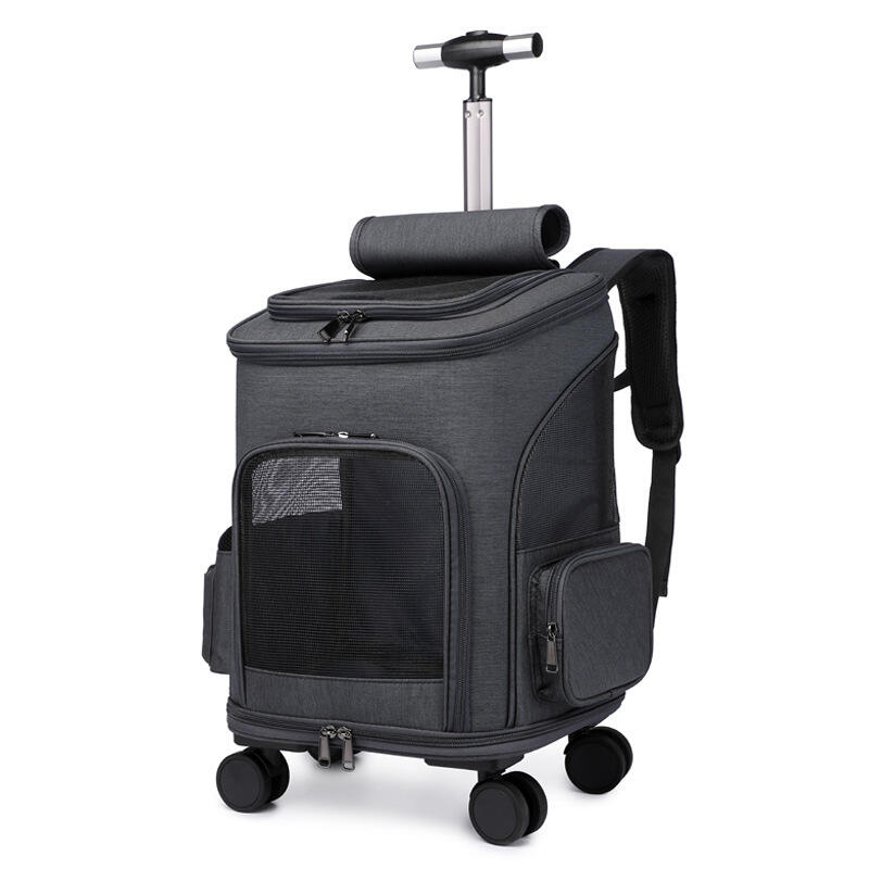 Foldable Small Dog And Cat Trolley Bag Pet Carriers Backpack With Wheels For Travel factory