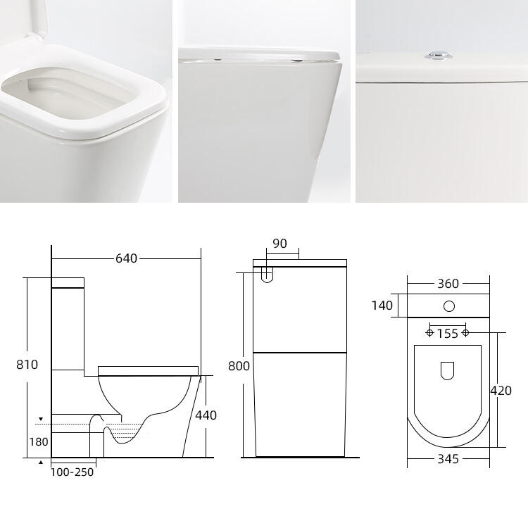 Watermark CE Rimless Washdown Water Closet P-trap 180MM WC Commode Ceramic Bathroom Waterless Two-Piece Toilets details