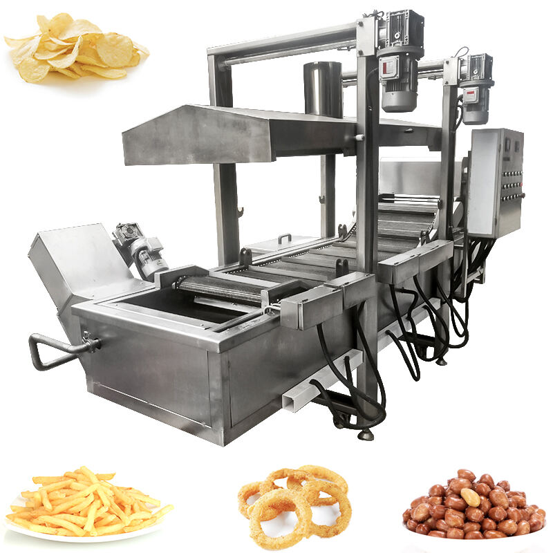 Conveyor Belt Onion Garlic Frying Machine Commercial Gas Continuous Frying Machine Donuts Conveyor Deep Fryer supplier