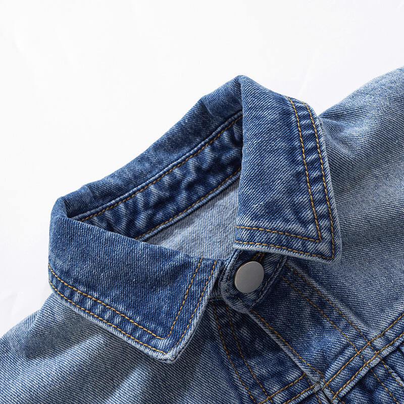 Light Blue Long Sleeve Cropped Denim Jackets For Women manufacture
