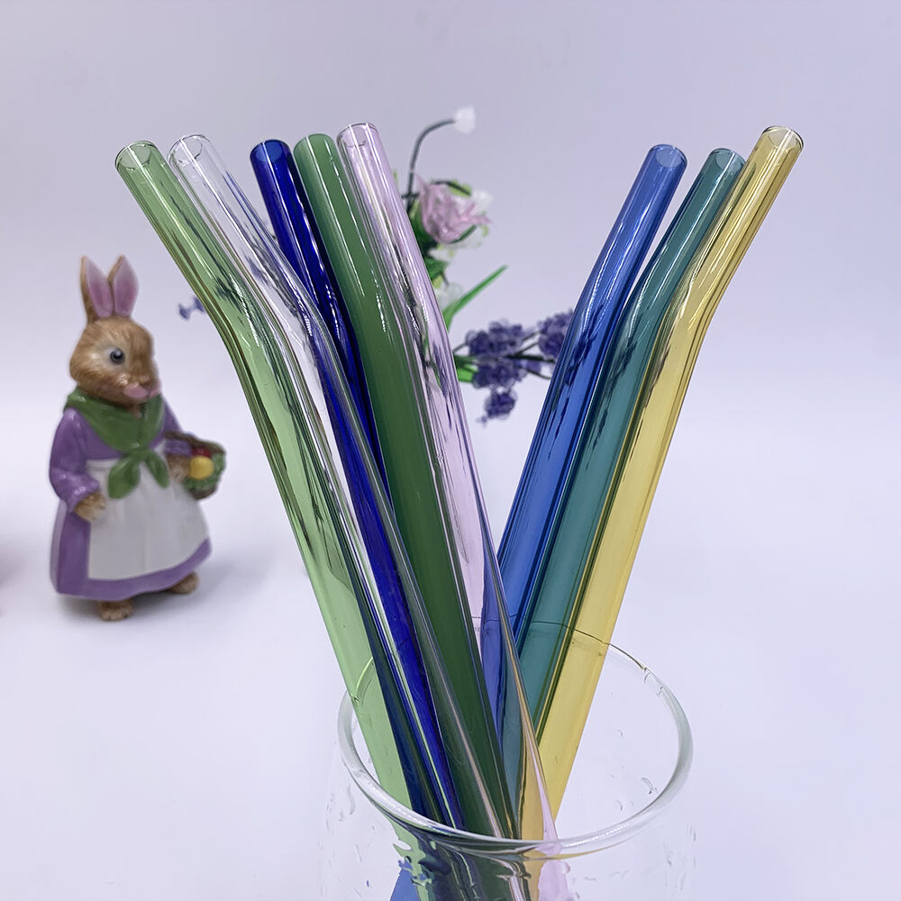 10mm Eco Friendly Reusable Borosilicate Straight Curved Bent Glass Drinking Straw factory