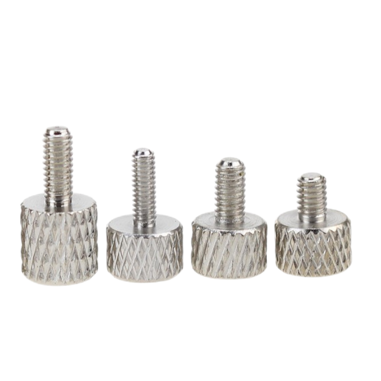 High precision stainless steel bronze brass knurled screw custom round anodized aluminum knurled thumb screw details