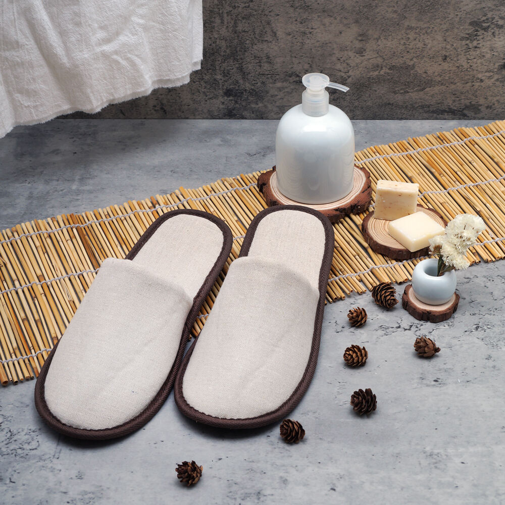 High Quality Custom Logo Biodegradable Eco-friendly Spa Hotel Slippers With Cork Sole factory