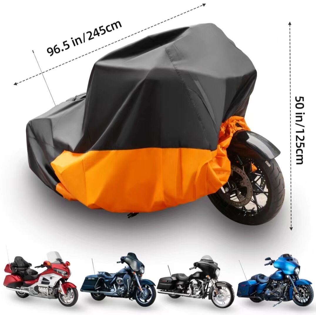 Factory custom 420D upper black lower orange motorcycle cover manufacture