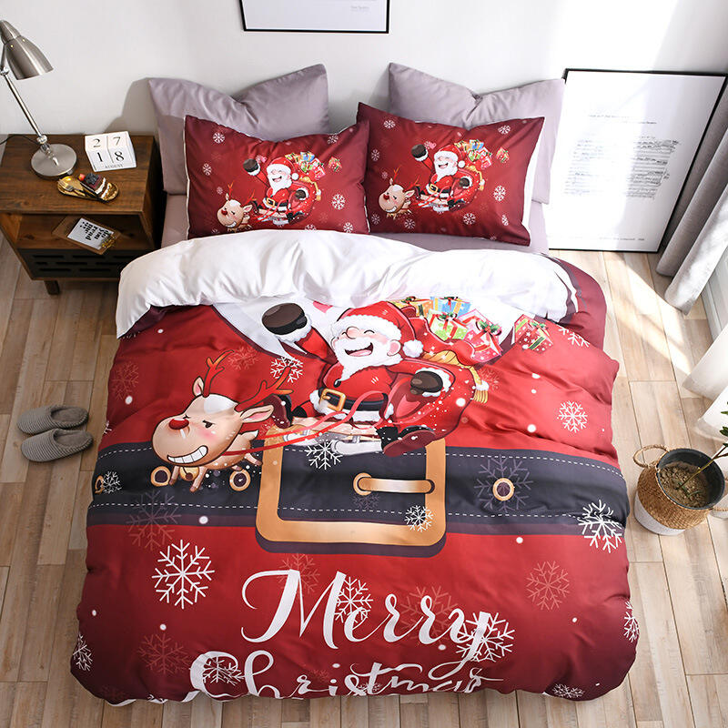 eBay Amazon wish Christmas Joy Santa Claus Happy Gift Foreign Trade 3D Bed Set colchas/cubrecam edredon details