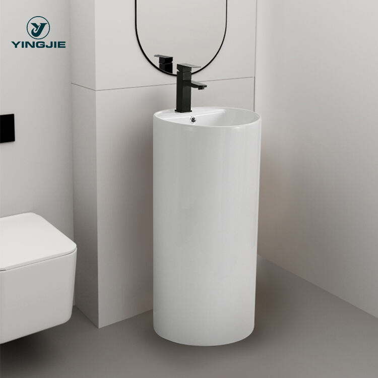 New Design Easy Clean Floor Mounted Pedestal Sink Customization Pattern Freestanding Basin