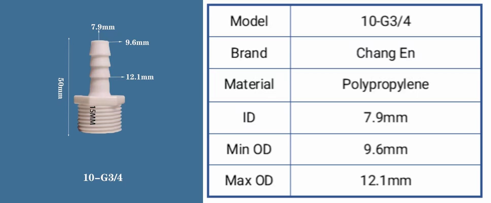 Chang En Plastic PP Male Thread Pagoda Straight Connector Quick Connect Fitting OEM Customizable Smooth Polypropylene Plug Head factory