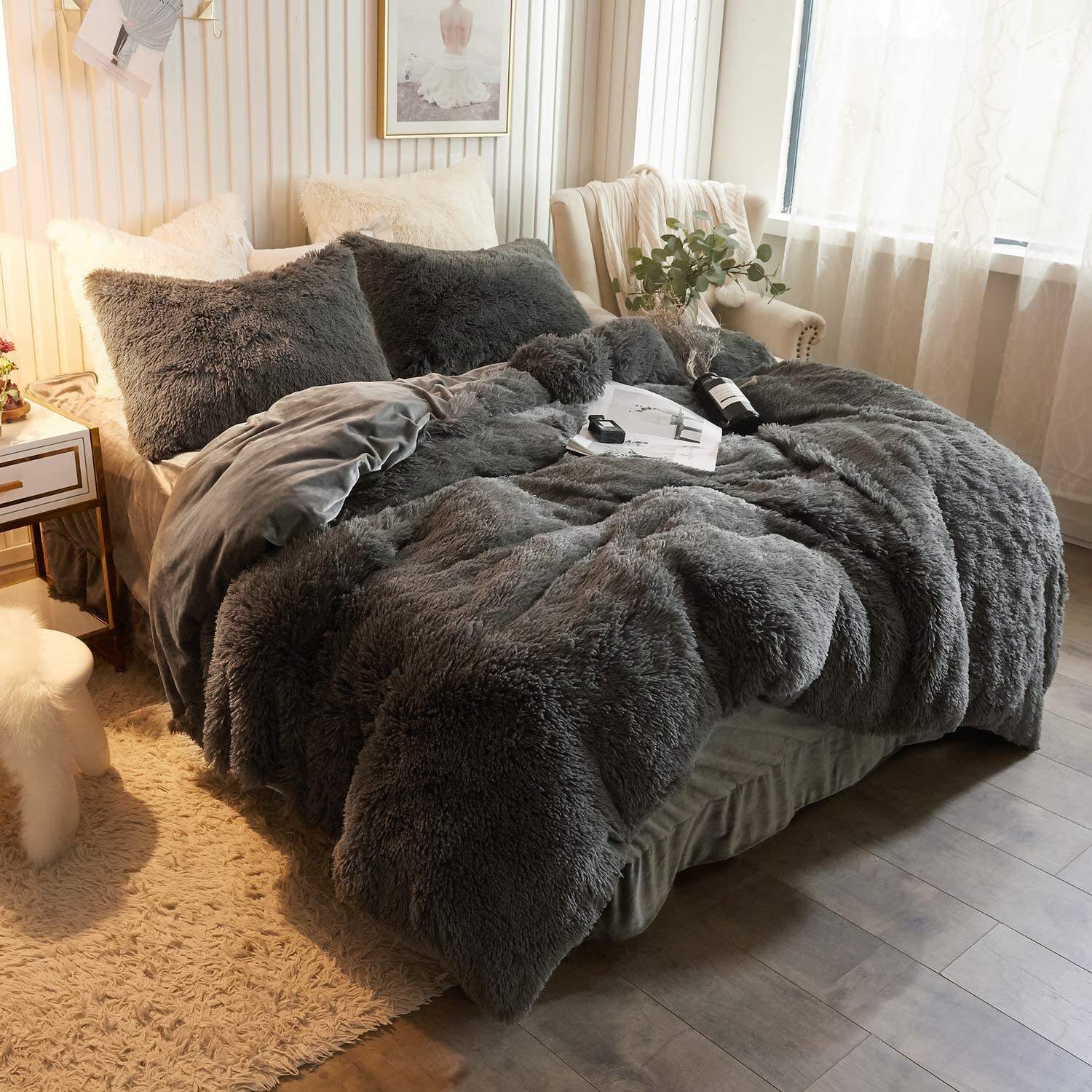 Ultra Soft Crystal Velvet Duvet Cover Luxury Plush Shaggy fluffy Bedding comforter sets supplier