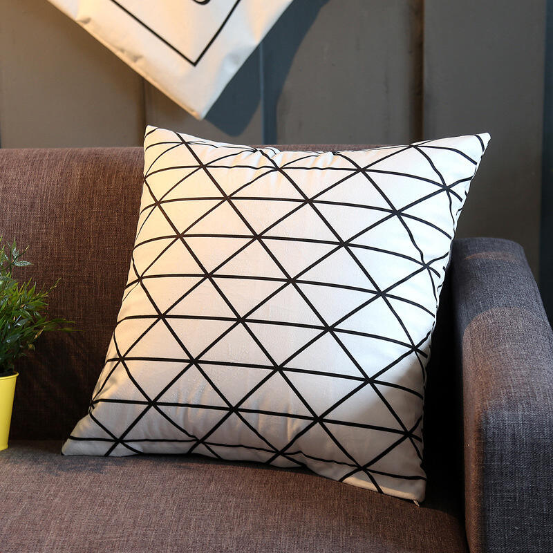 Modern Pillowcase Geometric Black Grid Wholesale Luxury Cotton Linen Cushion Cover Pillow Cover supplier