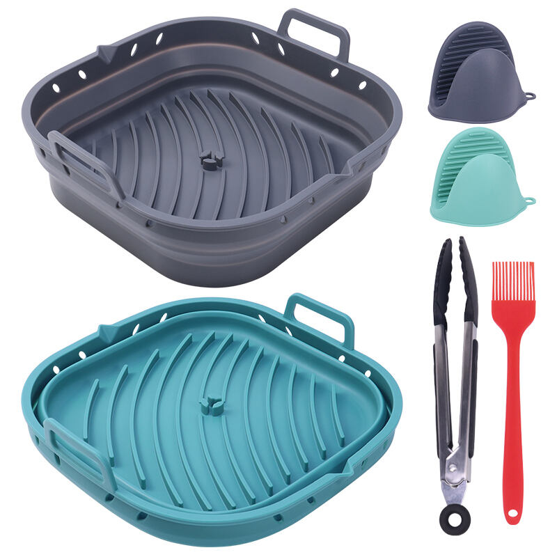 Collapsible Silicon Air Fryer Liner 8.5inch Silicone Pot Baking Tray