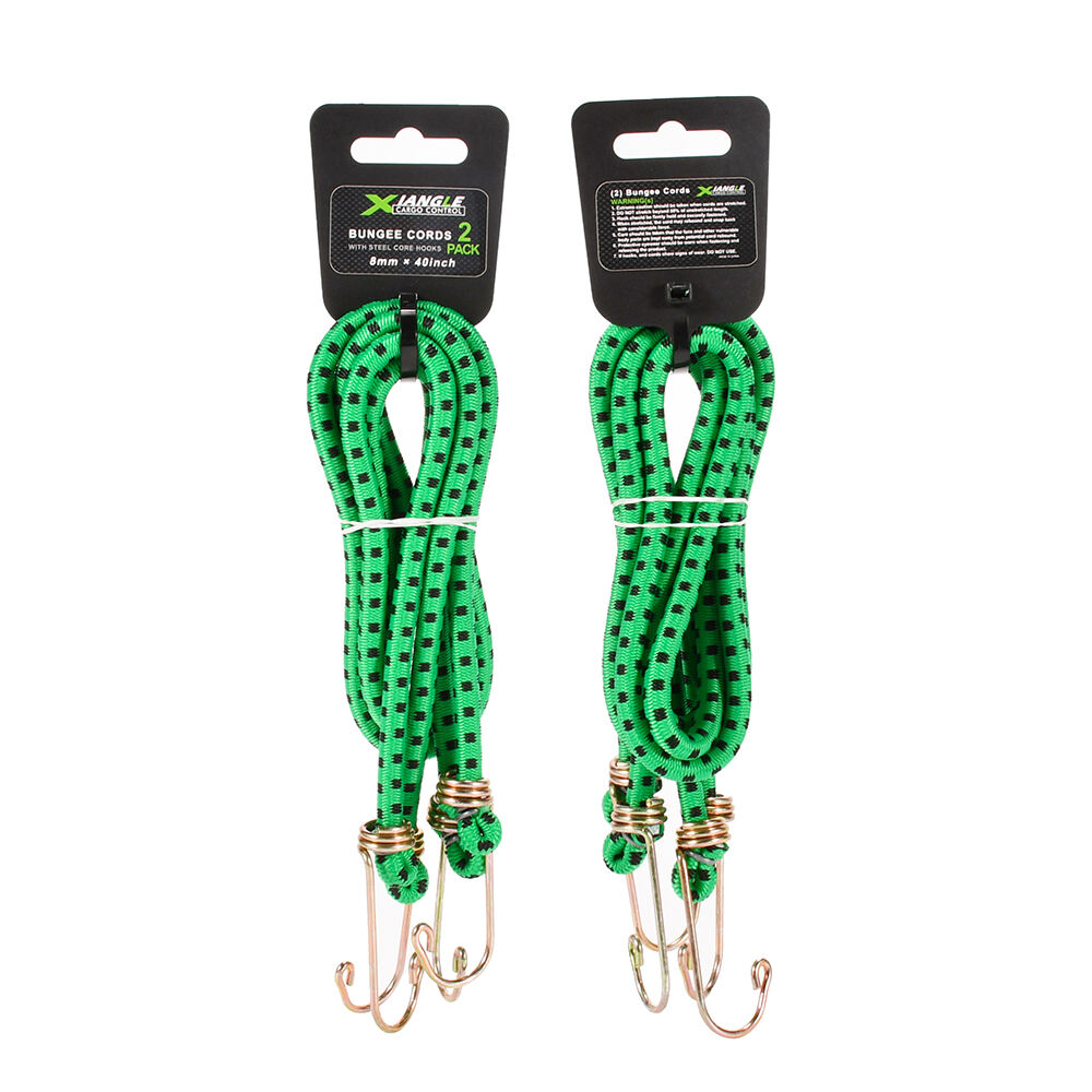 OEM 2pk 8mm latex bungee cord tie down with metal hooks for luggage supplier