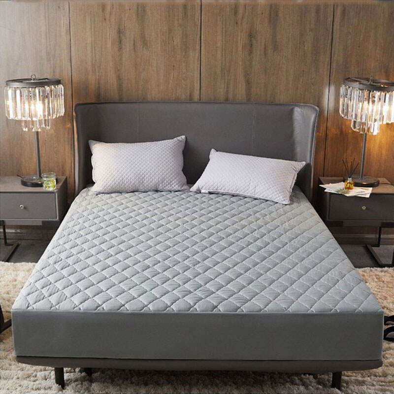 Premium custom Size Brushed plain waterproof bed sheet Bedspread ultrasonic quilted mattress pad details