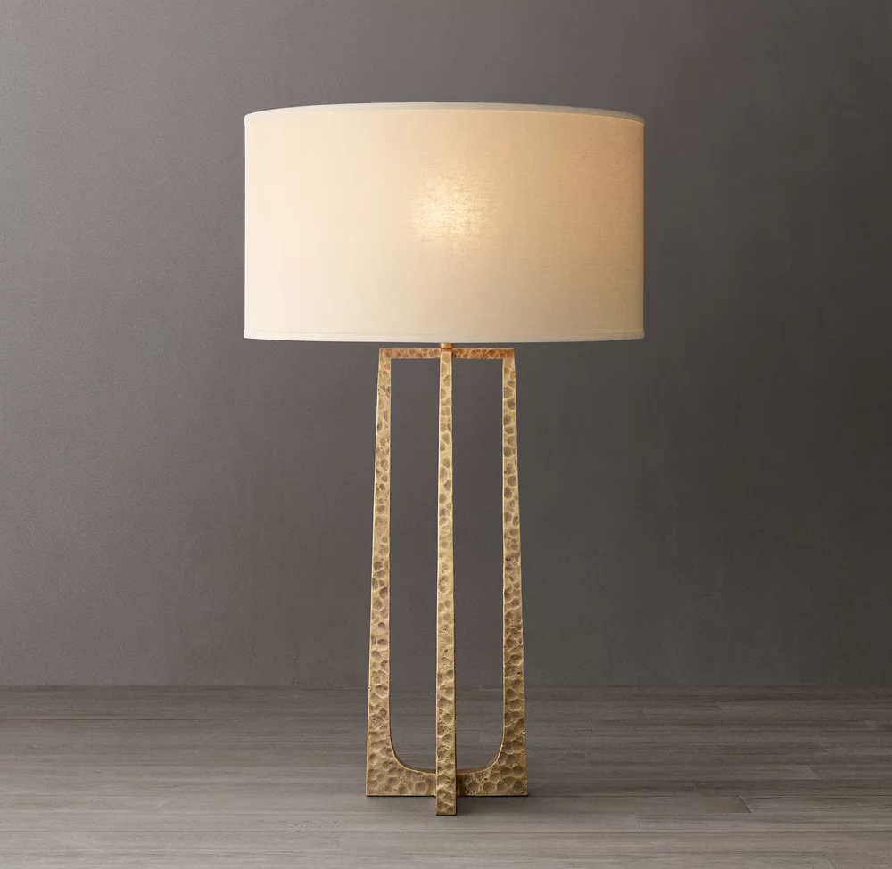 Customized Villa Metal Living Room Desk Light Bedroom Bedside Study Cloth Lampshade LED Table Lamp factory