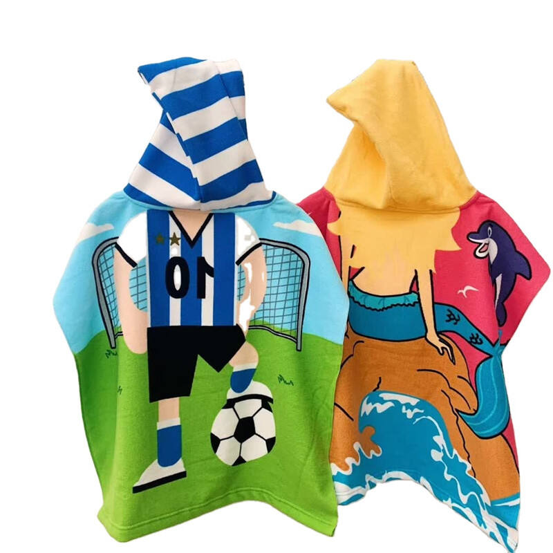 Super Absorbent Microfiber Soft Warm Beach Hooded Poncho Towel For Children manufacture