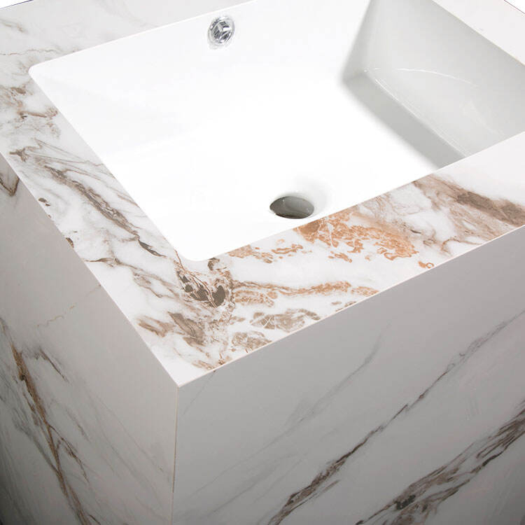 modern design square sintered stone pedestal basin for hotel bathroom details