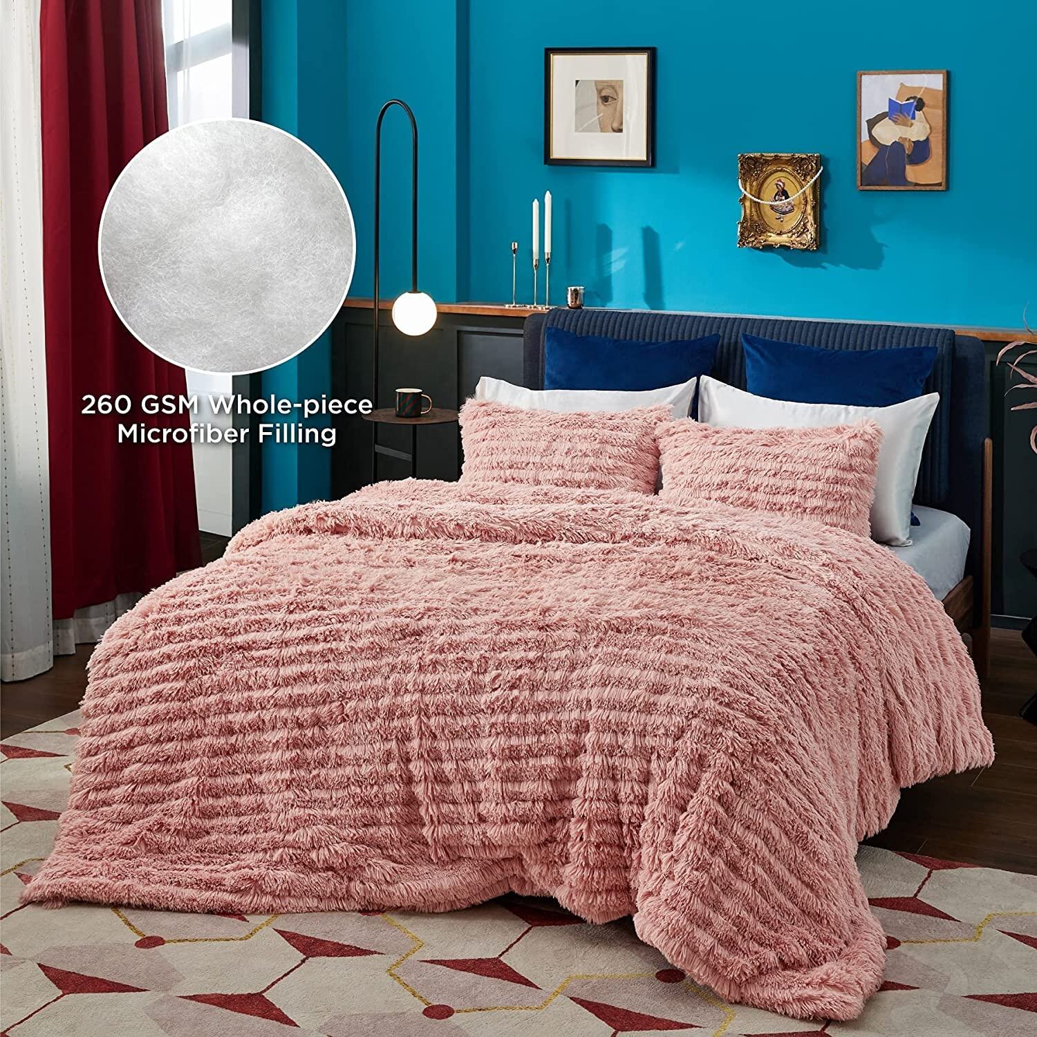 Hot Selling Custom Fluffy Plush Luxury Faux Fur Velvet Shaggy Queen King Size Duvet Cover Bedding Set manufacture