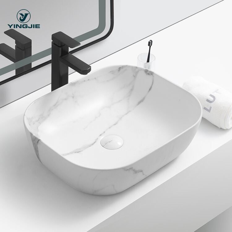 Marble Pattern Sink 2022 Latest Design Ceramic Art Basin Bathroom Wash Basin manufacture