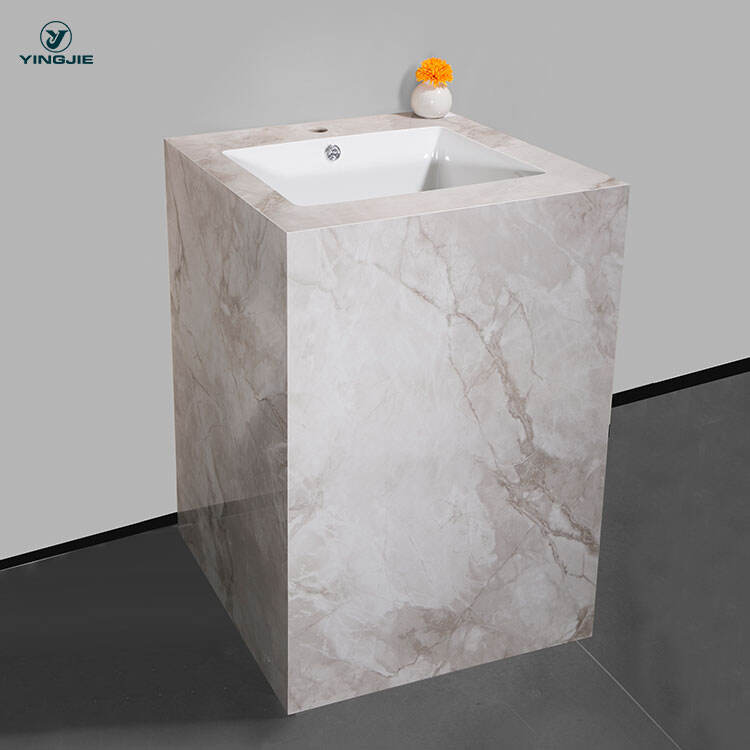 luxury modern style sintered stone bathroom cabinet basin for hotel