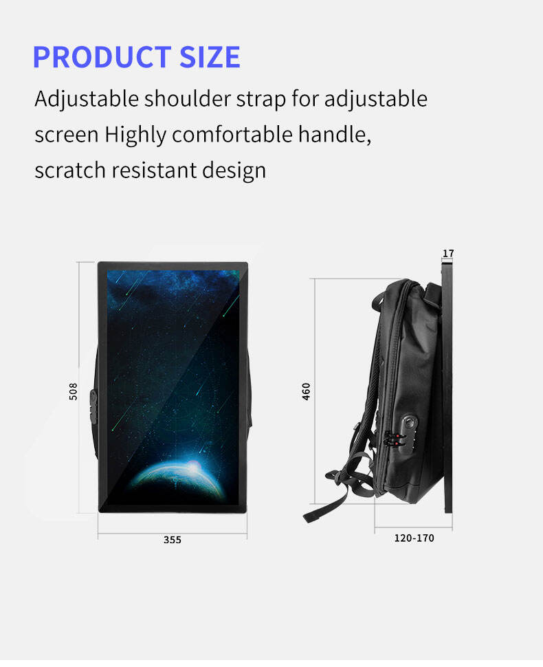 4G support advertising backpack human walking lcd display with battery power digital signage billboard backpack supplier