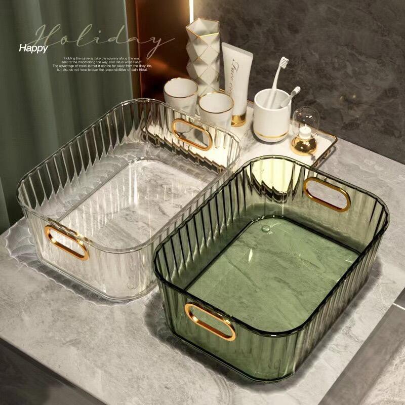 ins light luxury desktop girls transparent acrylic dresser cosmetics clutter storage basket organizer box details